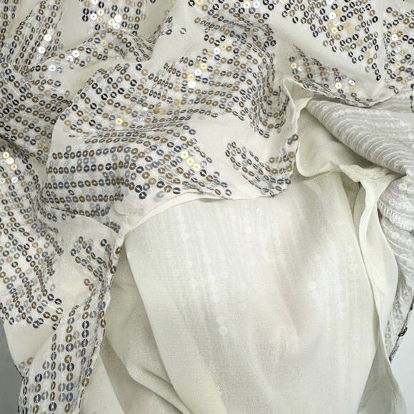 Jenny Han 100% Silk Sleeveless Cream Sequin Boat Neck Blouse Size XS - Picture 6 of 9